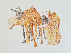 Camels - Design by Hicham Chajai with Arabic Calligraphy